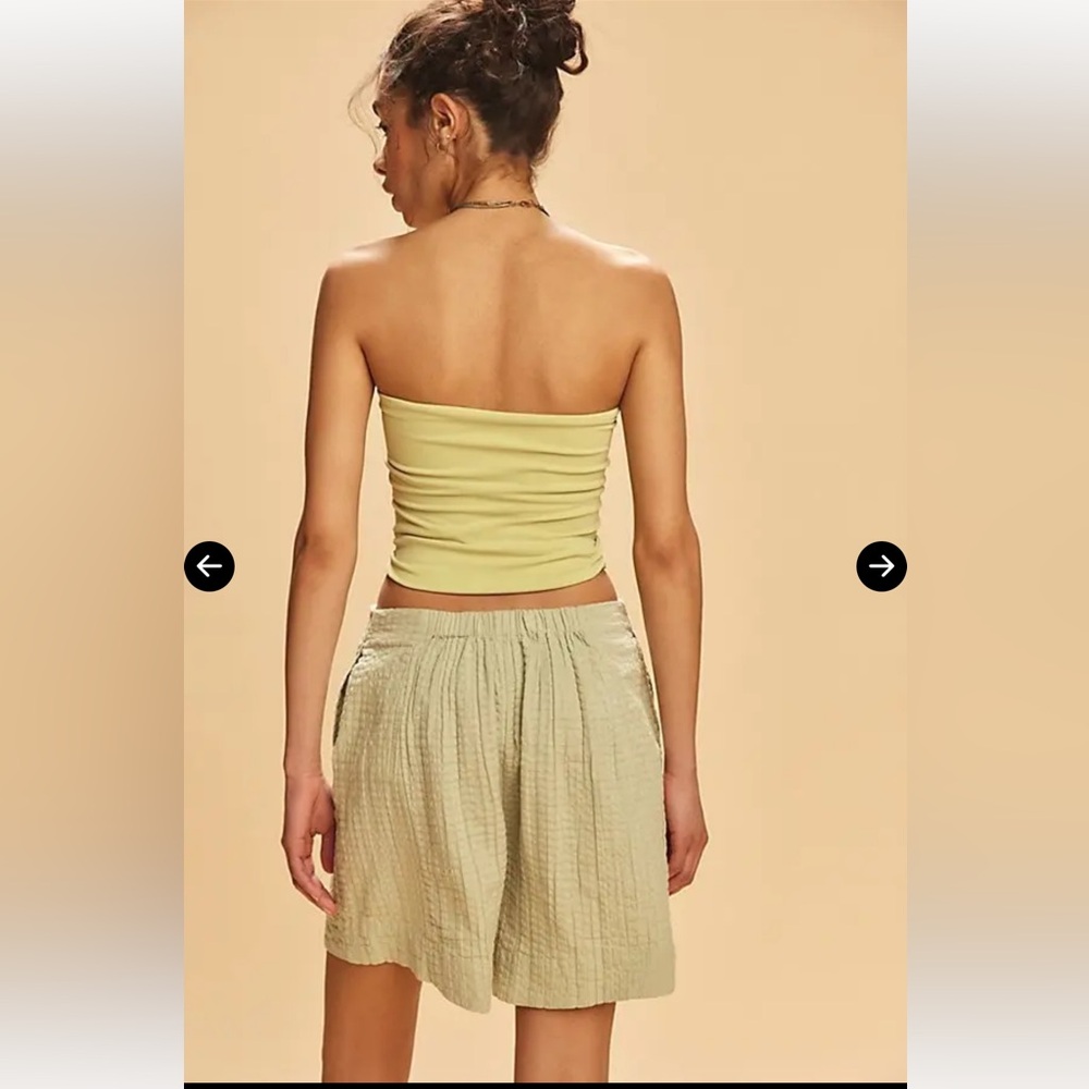 FREE PEOPLE Pucker Check Wrap Shorts - Washed Sage - NWT Retail $58 - Picture 2 of 7